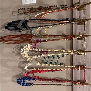 Lot of 11 long necklaces Boho Multi-Strand Statement Necklaces - Mixed Colors
